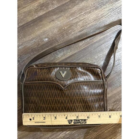 MARIO VALENTINO V Logo Shoulder Cross Body Bag PVC Leather Brown 7625L - Picture 2 of 15